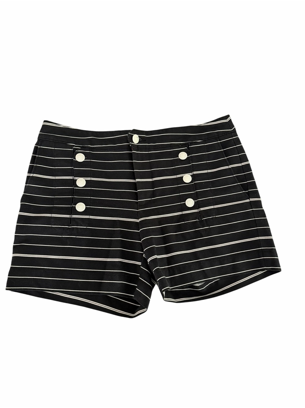 TOMMY HILFIGER Black White Striped Nautical Sailor Shorts Preppy Coastal size 6 - Picture 2 of 13